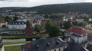 Link to Video | Thuringia, Germany, color, historic building, Europe, aerial shot, Greiz, Central Germany, day, eastern Germany