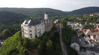 Link to Video | Thuringia, Germany, color, historic building, Europe, aerial shot, 2023, Greiz, Central Germany, day, eastern Germany