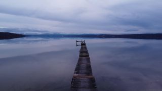 Link to Video | Upper Bavaria, February, winter, Germany, color, 4K resolution, Ammersee, Europe, aerial shot, 2024, evening, blue hour, Bavaria