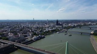 Link to Video | North Rhine-Westphalia, big city, Germany, color, 4K resolution, Cologne, Europe, aerial shot, city, day