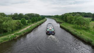 Link to Video | national waterways in Germany, Schleswig-Holstein, canal, waterway, Germany, color, 4K resolution, water, high-angle shot, Europe, aerial shot, Elbe–Lübeck Canal