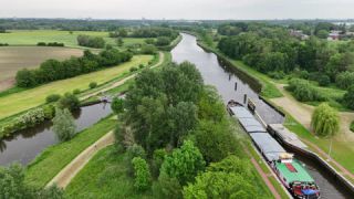 Link to Video | national waterways in Germany, Schleswig-Holstein, canal, waterway, Germany, color, 4K resolution, water, high-angle shot, Europe, aerial shot, Elbe–Lübeck Canal