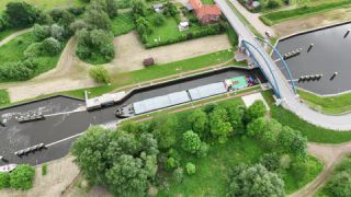 Link to Video | national waterways in Germany, Schleswig-Holstein, canal, waterway, Germany, color, 4K resolution, water, high-angle shot, Europe, aerial shot, Elbe–Lübeck Canal