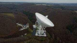 Link to Video | planetary science, North Rhine-Westphalia, astronomical observatory, space telescope, Eifel, space exploration, Germany, research station, Bad Münstereifel, space radio station, Central Europe, telescope, space sciences, Effelsberg 100-m Radio Telescope, Effelsberg
