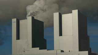 Link to Video | energy sector, smoke, electricity supply, energy supply, energy company, RWE Power, RWE, power station, Germany, cooling tower, Central Europe, Neurath Power Station, Grevenbroich, Europe, particulates, lignite-fired power station, pollution, industrial sector