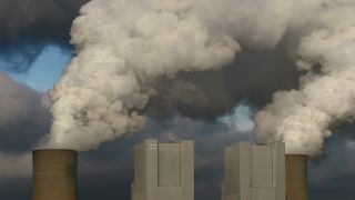 Link to Video | energy sector, smoke, electricity supply, energy supply, energy company, RWE Power, RWE, power station, Germany, cooling tower, Central Europe, Neurath Power Station, Grevenbroich, Europe, particulates, lignite-fired power station, pollution, industrial sector