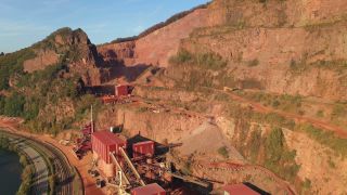 Link to Video | Geology, bird's-eye view, Rhineland-Palatinate, stone quarry, Taben-Rodt, Germany, manufacturing, quarry, mining and quarrying, mining company, mineral extraction, mining operations, aerial shot, nonmetallic minerals industry, industrial sector, mine, Trier-Saarburg