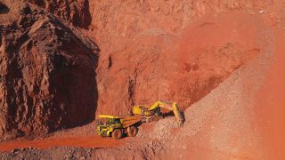 Link to Video | Geology, Rhineland-Palatinate, stone quarry, Taben-Rodt, excavator, Germany, manufacturing, quarry, mining and quarrying, mining company, mineral extraction, mining operations, dump truck, aerial shot, nonmetallic minerals industry, commercial vehicle, loading, industrial sector, mine, Trier-Saarburg