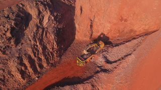 Link to Video | Geology, Rhineland-Palatinate, stone quarry, Taben-Rodt, excavator, Germany, manufacturing, quarry, mining and quarrying, mining company, mineral extraction, mining operations, dump truck, aerial shot, nonmetallic minerals industry, commercial vehicle, loading, industrial sector, mine, Trier-Saarburg