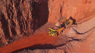 Link to Video | Geology, Rhineland-Palatinate, stone quarry, Taben-Rodt, excavator, Germany, manufacturing, quarry, mining and quarrying, mining company, mineral extraction, mining operations, dump truck, aerial shot, nonmetallic minerals industry, commercial vehicle, loading, industrial sector, mine, Trier-Saarburg