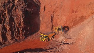 Link to Video | Geology, Rhineland-Palatinate, stone quarry, Taben-Rodt, excavator, Germany, manufacturing, quarry, mining and quarrying, mining company, mineral extraction, mining operations, dump truck, aerial shot, nonmetallic minerals industry, commercial vehicle, loading, industrial sector, mine, Trier-Saarburg