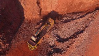 Link to Video | Geology, Rhineland-Palatinate, stone quarry, Taben-Rodt, excavator, Germany, manufacturing, quarry, mining and quarrying, mining company, mineral extraction, mining operations, dump truck, aerial shot, nonmetallic minerals industry, commercial vehicle, loading, industrial sector, mine, Trier-Saarburg