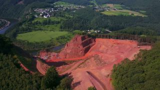 Link to Video | Geology, Rhineland-Palatinate, stone quarry, Taben-Rodt, Germany, manufacturing, quarry, mining and quarrying, mining company, mineral extraction, mining operations, nonmetallic minerals industry, industrial sector, mine, Trier-Saarburg