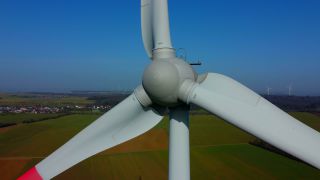 Link to Video | Büschdorf, landscape, machine, Saarland, renewable energy, turbine, electric generator, energy source, power station, electric power source, Germany, wind farm, wind turbine generator system, wind power, aerial shot, wind turbine, wind energy, sky