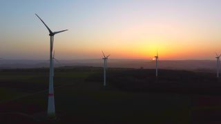 Link to Video | Büschdorf, landscape, machine, Saarland, renewable energy, turbine, electric generator, energy source, power station, electric power source, Germany, wind farm, wind turbine generator system, wind power, aerial shot, wind turbine, wind energy, sky