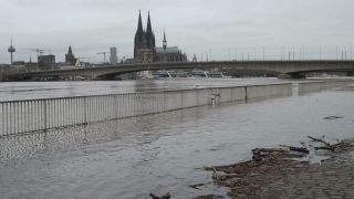 Link to Video | national waterways in Germany, North Rhine-Westphalia, waterway, Germany, Western Europe, Central Europe, high tide, Cologne, river, Europe, main stream, Rhine, natural disaster, flood