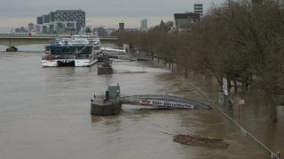 Link to Video | national waterways in Germany, North Rhine-Westphalia, waterway, Germany, Western Europe, Central Europe, high tide, Cologne, river, Europe, main stream, Rhine, natural disaster, flood