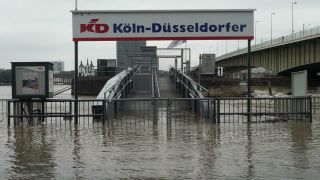 Link to Video | national waterways in Germany, North Rhine-Westphalia, waterway, Germany, Western Europe, Central Europe, high tide, Cologne, river, Europe, main stream, Rhine, natural disaster, flood
