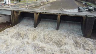 Link to Video | Rhineland-Palatinate, body of water, Saar, Germany, fluid flow, water, waterfall, barrage, river, Europe, Serrig, nature, flood, Trier-Saarburg