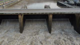 Link to Video | Rhineland-Palatinate, body of water, Saar, Germany, fluid flow, water, waterfall, barrage, river, Europe, Serrig, nature, flood, Trier-Saarburg