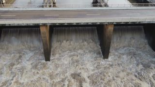 Link to Video | Rhineland-Palatinate, body of water, Saar, Germany, fluid flow, water, waterfall, barrage, river, Europe, Serrig, nature, flood, Trier-Saarburg