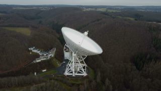 Link to Video | planetary science, North Rhine-Westphalia, astronomical observatory, space telescope, Eifel, space exploration, Germany, research station, Bad Münstereifel, space radio station, Central Europe, telescope, space sciences, Effelsberg 100-m Radio Telescope, Effelsberg