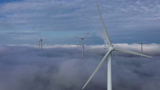 Link to Video | renewable energy, electric generator, energy source, electric power source, wind farm, wind turbine generator system, fog, alternative energy, wind power, aerial shot, wind turbine, wind energy, sky, Windturbine, cloud, industrial sector