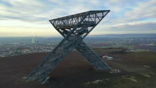 Link to Video | tourist destination, Saarlouis, memorial monument, Germany, artificial landform, Ensdorf, aerial shot, tourist attraction, Saarlouis, spoil tip