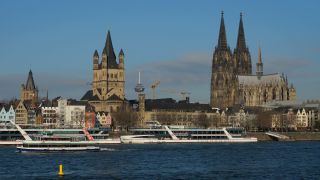 Link to Video | North Rhine-Westphalia, waterway, big city, Germany, metropolis, Central Europe, Cologne, main stream, Rhine, Cologne Government Region