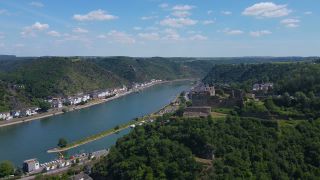 Link to Video | tourist destination, Germany, Europe, aerial shot, tourist attraction, tourism destination, Rhine, architectural structure, point of interest