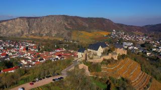 Link to Video | bird's-eye view, Rhineland-Palatinate, Nahe, Germany, Rotenfels, aerial shot, Bad Münster am Stein-Ebernburg, Rotenfels, Nahetal, Ebernburg Castle