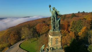 Link to Video | landscape, bird's-eye view, autumn, Germany, river, aerial shot, Rhine, nature