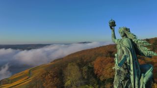 Link to Video | landscape, bird's-eye view, autumn, Germany, river, aerial shot, Rhine, nature