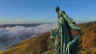 Link to Video | landscape, bird's-eye view, autumn, Germany, river, aerial shot, Rhine, nature
