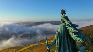 Link to Video | landscape, bird's-eye view, autumn, Germany, river, aerial shot, Rhine, nature