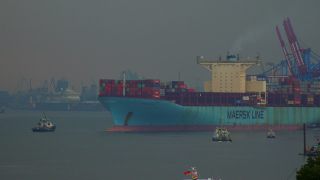Link to Video | Hamburg, cargo ship, transport, cargo shipping, maritime transport, Elbe, container ship, logistics, Germany, water transport, mode of transport, river, port, container shipping, transport