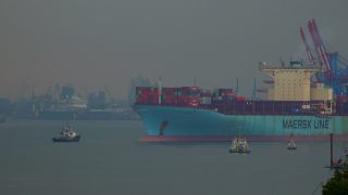 Link to Video | Hamburg, cargo ship, transport, cargo shipping, maritime transport, Elbe, container ship, logistics, Germany, water transport, mode of transport, river, port, container shipping, transport