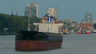 Link to Video | Hamburg, cargo ship, transport, cargo shipping, maritime transport, Elbe, Germany, mode of transport, transport infrastructure, port, transport