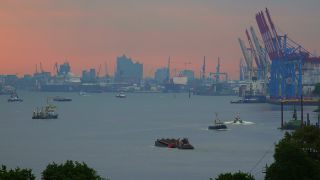 Link to Video | Hamburg, cargo ship, transport, cargo shipping, maritime transport, Elbe, container ship, Germany, mode of transport, river, port, transport, morning