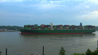 Link to Video | Hamburg, cargo ship, waterway, transport, body of water, maritime transport, Elbe, container ship, Germany, mode of transport, sea shipping, river, container shipping, transport