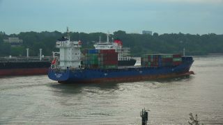 Link to Video | Hamburg, cargo ship, waterway, transport, body of water, maritime transport, Elbe, container ship, Germany, mode of transport, sea shipping, river, container shipping, transport