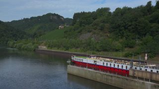 Link to Video | landscape, vacation, Rhineland-Palatinate, waterway, Saar, paid leave, cruise, leisure, Germany, river cruise ship, mode of transport, tourism region, cruise ship, river, travel, paid time off, transport, nature