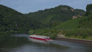 Link to Video | landscape, vacation, Rhineland-Palatinate, waterway, Saar, paid leave, cruise, leisure, Germany, river cruise ship, mode of transport, tourism region, cruise ship, river, travel, paid time off, transport, nature