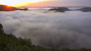 Link to Video | landscape, Cloef, tourist destination, Saarland, Dreisbach, Germany, fog, river, Saarschleife, Mettlach, tourist attraction, scenic viewpoint, morning, nature, point of interest