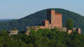 Link to Video | landscape, Rhineland-Palatinate, tourist destination, natural landscape, Germany, Annweiler am Trifels, castle, Pfalz, aerial shot, Trifels Castle, tourist attraction, tourism destination, Vogelperspektive, Palatinate Forest, nature