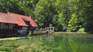 Link to Video | landscape, tree, tourist destination, spring, Germany, See, lake, Blautopf, water, Blaubeuren, forest, tourist attraction, Blaubeuren, nature, Baden-Württemberg