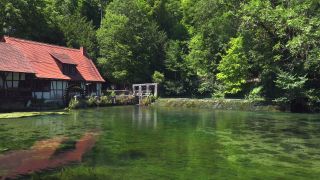 Link zum Video | Landschaft, Baum, Tourismusziel, Quelle, Deutschland, See, See, Blautopf, Wasser, Blaubeuren, Wald, Sehenswürdigkeit, Blaubeuren, Natur, Baden-Württemberg
