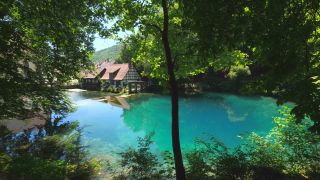 Link to Video | landscape, tree, tourist destination, spring, Germany, See, lake, Blautopf, water, Blaubeuren, forest, tourist attraction, Blaubeuren, nature, Baden-Württemberg