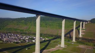 Link to Video | bird's-eye view, Rhineland-Palatinate, bridge, Verkehr, Germany, wine-producing region, vineyard, viticulture, aerial shot, transport, architectural structure, thoroughfare, Moselle Valley