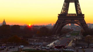 Link to Video | dawn, tourist destination, Sehenswürdigkeit, France, big city, million city, sunrise, metropolis, landmark, Eiffel Tower, Europe, tourist attraction, Silhouette, architectural structure, Paris, point of interest